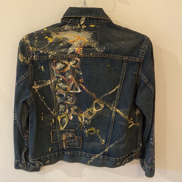 Salvatore Principe artist custom Swarovski crystal hand painted denim jacket M - Picture 2 of 10